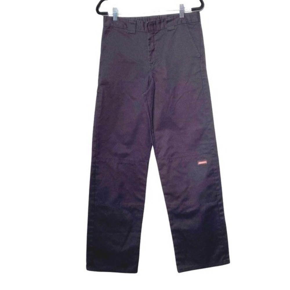 Dickies Boys Black Double Knee Twill Work Pants Size 18R 28W Adjustable Waist